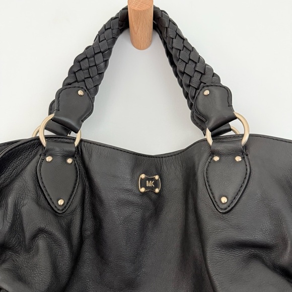 Vintage Michael Kors woven black leather shoulder tote bag - Picture 2 of 8